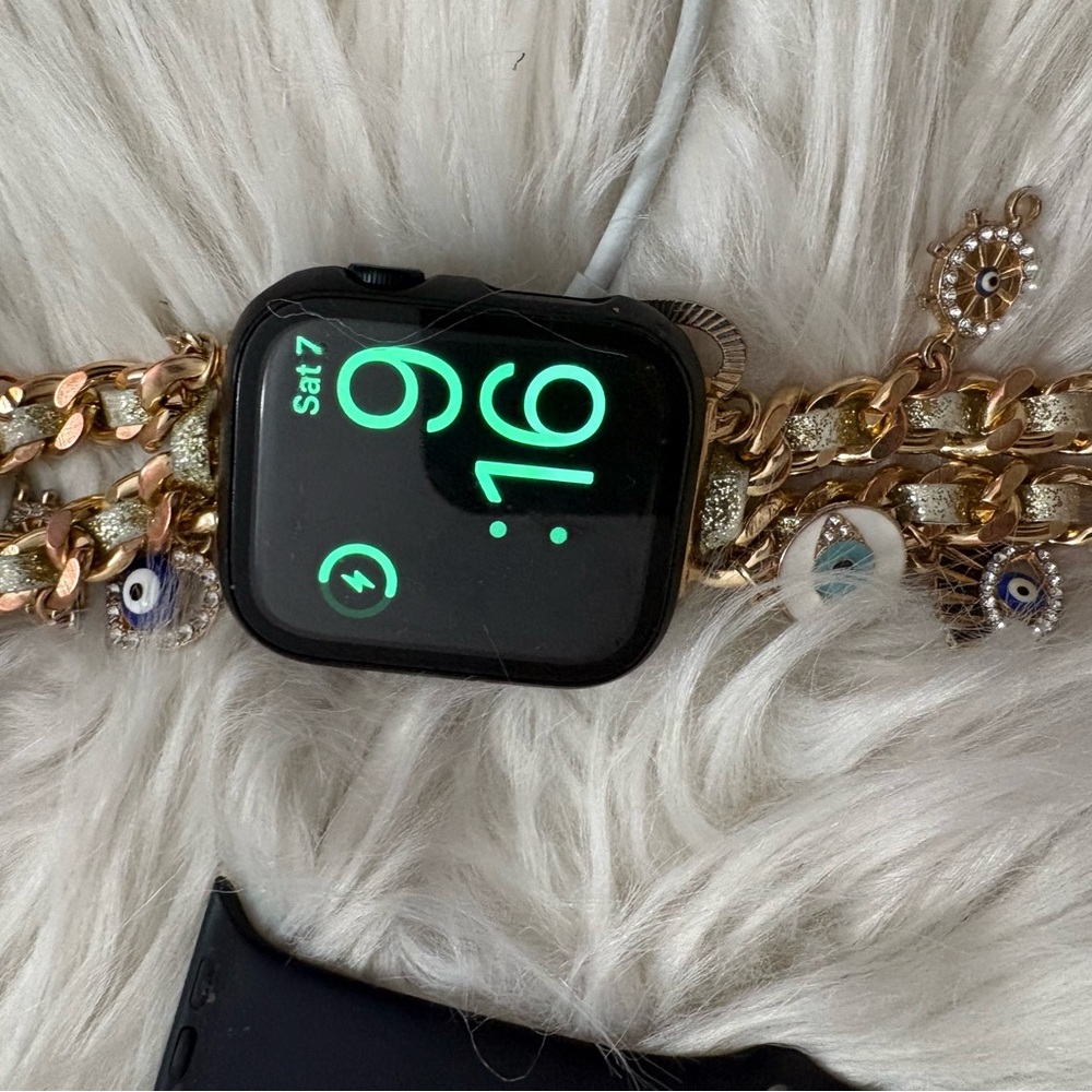 Apple Watch with Gold and Black Chain Bracelet